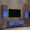 5 Piece TV Wall Units with LED Sonoma Oak Engineered Wood Colour sonoma oak Quantity in Package 5 