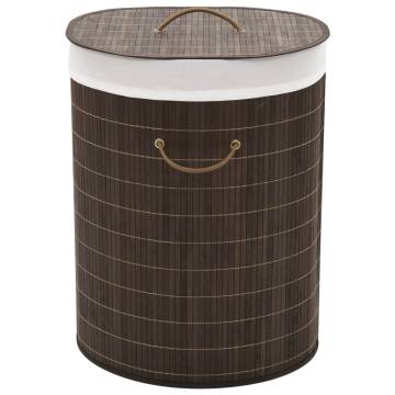 Bamboo Laundry Bin Oval Dark Brown - Stylish & Practical Storage