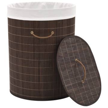 Bamboo Laundry Bin Oval Dark Brown - Stylish & Practical Storage