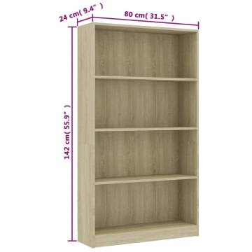 4-Tier Book Cabinet Sonoma Oak | Stylish & Practical Storage