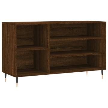 Elegant Brown Oak Shoe Cabinet - 102x36x60 cm