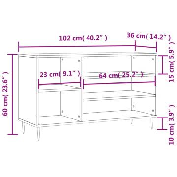 Elegant Brown Oak Shoe Cabinet - 102x36x60 cm