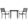 3 Piece Garden Dining Set - Stylish Black Steel & Textilene