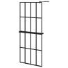 Walk-in Shower Wall with Shelf Black 80x195 cm ESG Glass