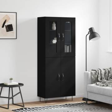 Stylish Highboard Black - 69.5x34x180 cm Engineered Wood