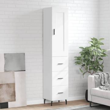 Stylish Highboard White - 34.5x34x180 cm Engineered Wood