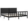 Black Super King Size Bed Frame with Headboard - Solid Wood