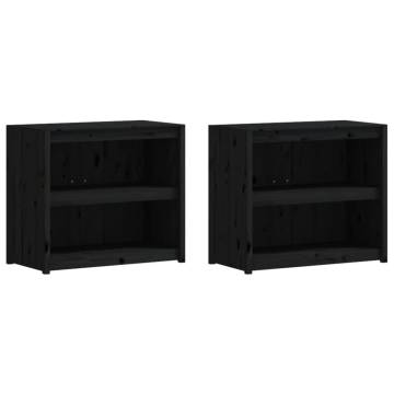 Outdoor Kitchen Cabinets - 3 pcs Black Solid Wood Pine | HipoMarket