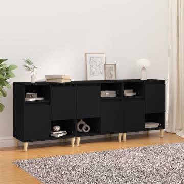 Trendy 3 pcs Black Sideboards - Stylish Storage Solution | HipoMarket