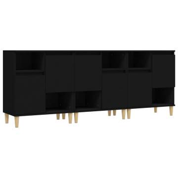 Trendy 3 pcs Black Sideboards - Stylish Storage Solution | HipoMarket