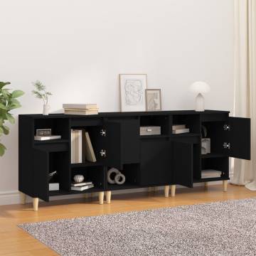 Trendy 3 pcs Black Sideboards - Stylish Storage Solution | HipoMarket