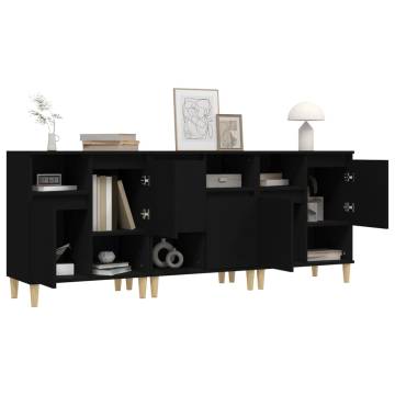 Trendy 3 pcs Black Sideboards - Stylish Storage Solution | HipoMarket