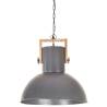 Industrial Hanging Lamp 25W Grey Round Mango Wood - 52cm