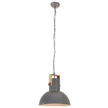 Industrial Hanging Lamp 25W Grey Round Mango Wood - 52cm