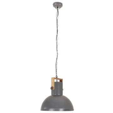 Industrial Hanging Lamp 25W Grey Round Mango Wood - 52cm