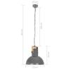 Industrial Hanging Lamp 25W Grey Round Mango Wood - 52cm