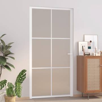 Stylish White Matt Glass & Aluminium Interior Door - 102.5x201.5 cm