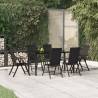 7 Piece Garden Dining Set Black Poly Rattan Size 160 cm table length Number of 6 