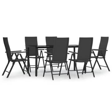 7 Piece Garden Dining Set - Black Poly Rattan