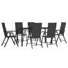 7 Piece Garden Dining Set - Black Poly Rattan