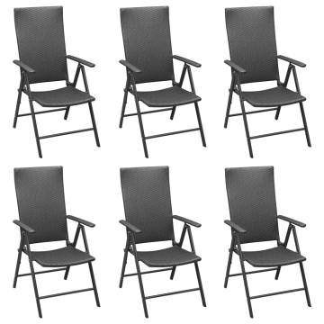 7 Piece Garden Dining Set - Black Poly Rattan