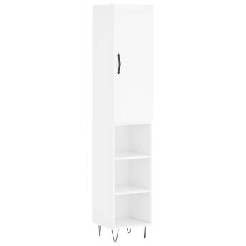 Stylish Highboard High Gloss White - 34.5x34x180 cm