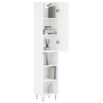 Stylish Highboard High Gloss White - 34.5x34x180 cm