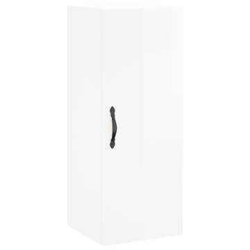 Stylish Highboard High Gloss White - 34.5x34x180 cm