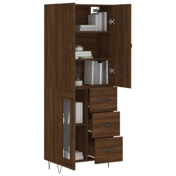 Stylish Highboard Brown Oak - 69.5x34x180 cm | Hipo Market