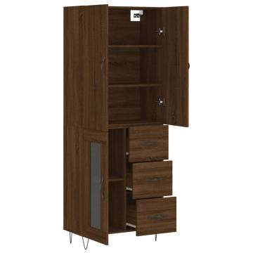 Stylish Highboard Brown Oak - 69.5x34x180 cm | Hipo Market