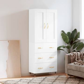 Highboard White 69.5x34x180 cm - Stylish & Durable Storage