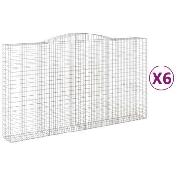 Arched Gabion Baskets - 6 pcs Galvanised Iron | HipoMarket