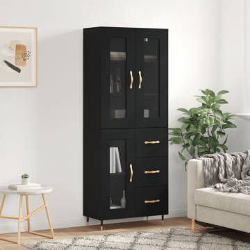 Highboard Black - Stylish Engineered Wood Storage Solution