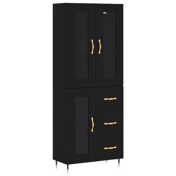 Highboard Black - Stylish Engineered Wood Storage Solution