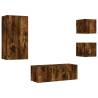 5 Piece TV Wall Units with LED Smoked Oak - Stylish Storage