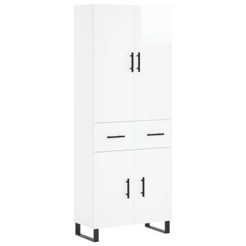 Stylish Highboard High Gloss White - 69.5x34x180 cm