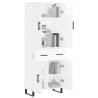 Stylish Highboard High Gloss White - 69.5x34x180 cm