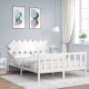 Bed Frame with Headboard White King Size Solid Wood Colour white Size 150 x 200 cm 