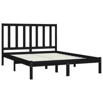 Black Solid Wood Pine Bed Frame 120x200 cm - Hipomarket