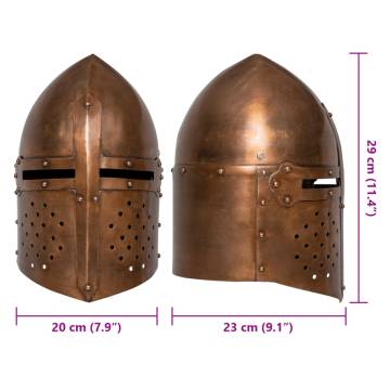 Medieval Knight Helmet Antique Replica | LARP Copper Steel