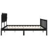 Black Double Bed Frame with Headboard - Solid Wood