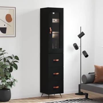 Elegant Highboard in Black - 34.5x34x180 cm Engineered Wood