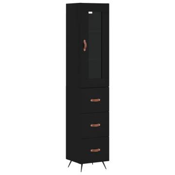 Elegant Highboard in Black - 34.5x34x180 cm Engineered Wood