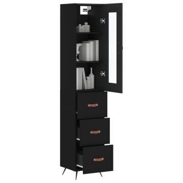 Elegant Highboard in Black - 34.5x34x180 cm Engineered Wood