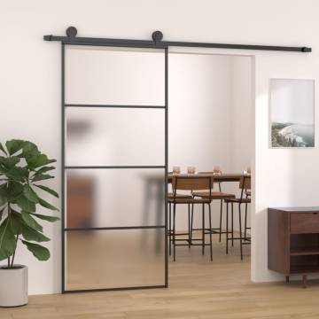 Sliding Door Frosted ESG Glass & Aluminium 90x205 cm Black