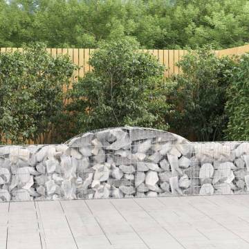 Arched Gabion Baskets Set of 6 - Galvanised Iron for Gardens