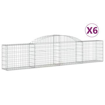 Arched Gabion Baskets Set of 6 - Galvanised Iron for Gardens