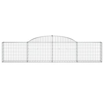 Arched Gabion Baskets Set of 6 - Galvanised Iron for Gardens