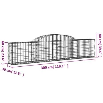 Arched Gabion Baskets Set of 6 - Galvanised Iron for Gardens