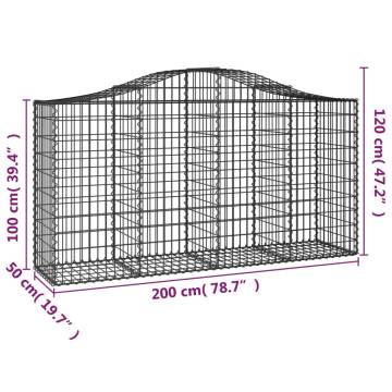 Arched Gabion Baskets 2 Pcs - Galvanised Iron for Garden Decor